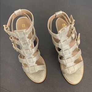 NWOT White Mountain Gold Sandals with Secure Ankle Strap